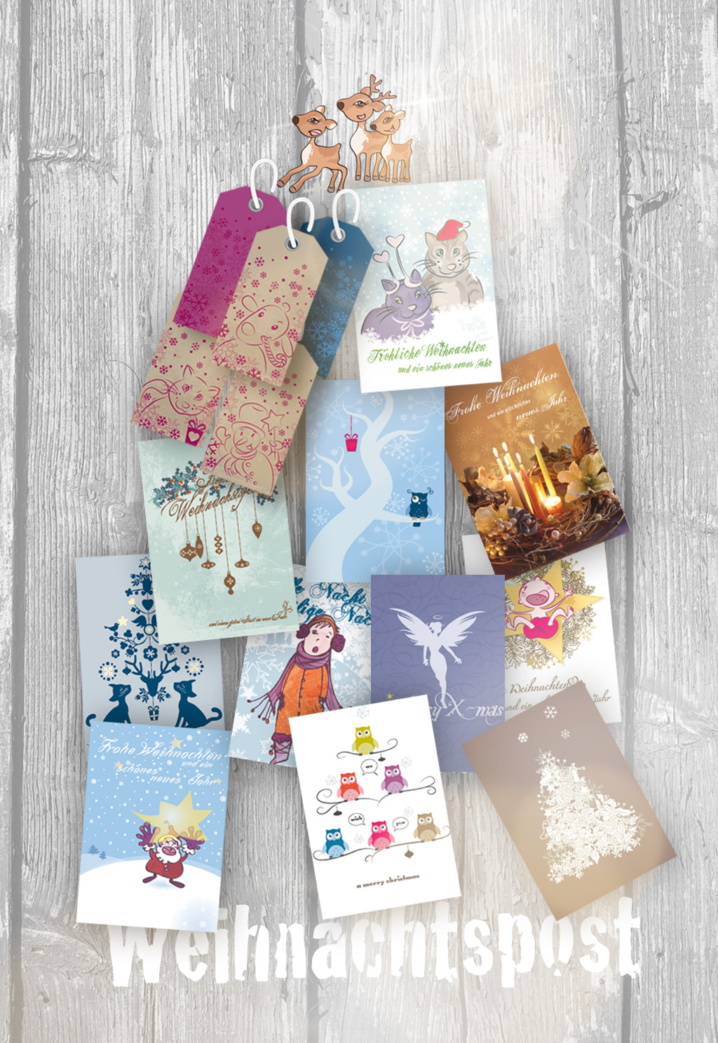 weihnachtskarten,grusskarten, illustrative,illustration,geschenkanhaenger,etiketten,aufkleber,individuelle